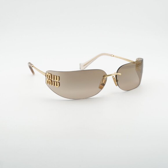 Miu Miu MUA51S 5AK20P Sunglasses Gold Rectangle Frame, Bronze Mirror Lenses main image 11